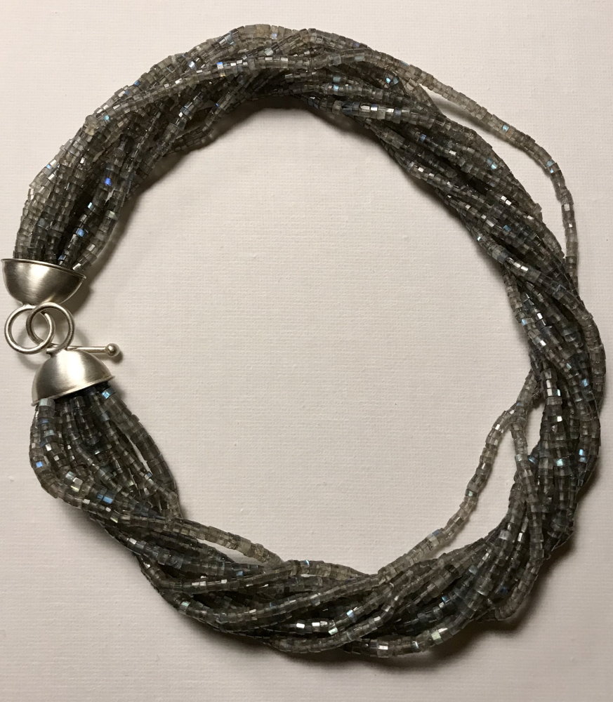 Labradorit Kette mit Silberkaken